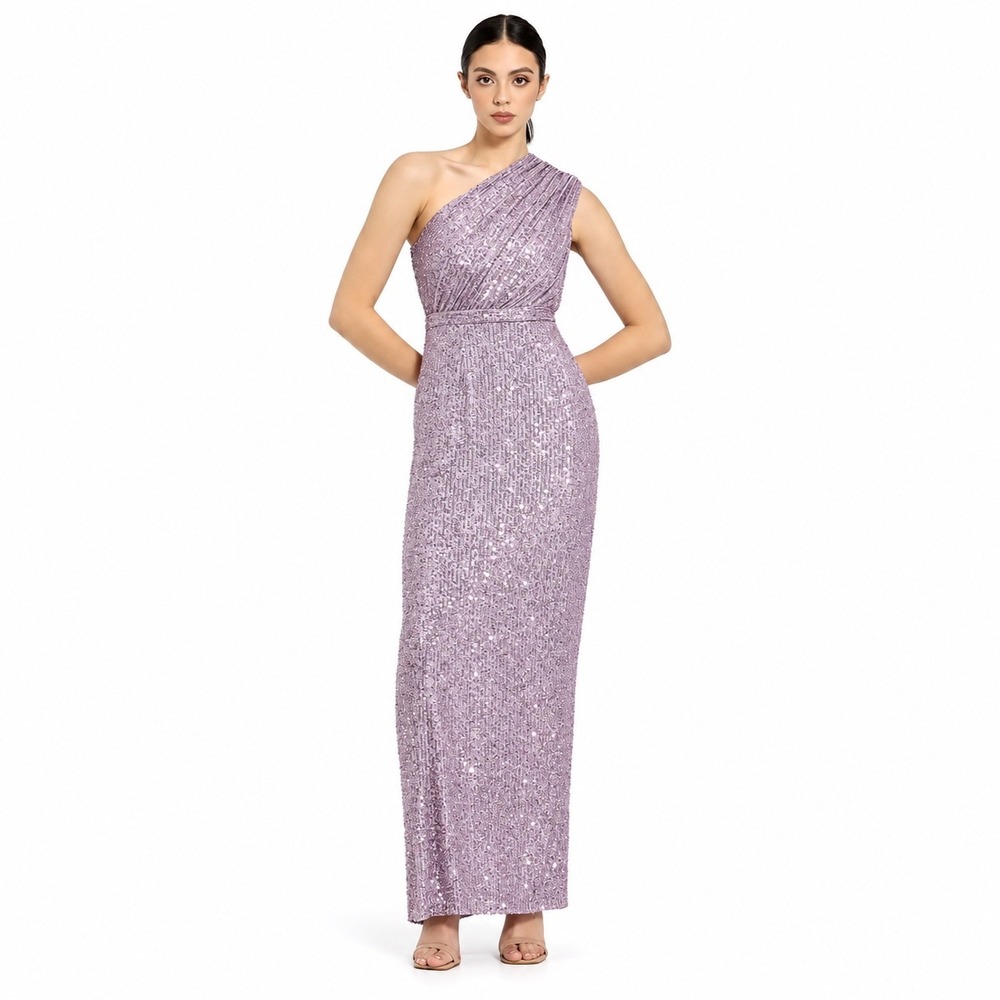 Ieena Mac Duggal 26694 Lilac Sequin One Shoulder Gown Size 4 NWT
